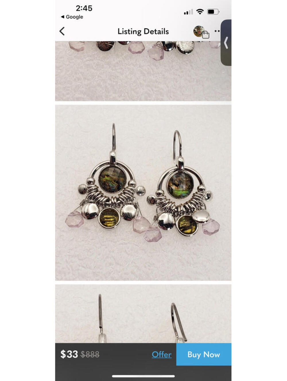 Lia Sophia Mixed Stone and Silver metal Dangle Earrings